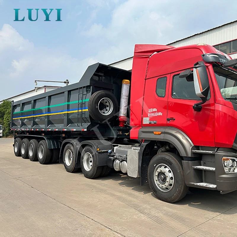 4-axle 100-ton U-type Hydraulic Rear-unloading Semi-trailer factory 4-axle 100-ton U-type Hydraulic Rear-unloading Semi-trailer factory