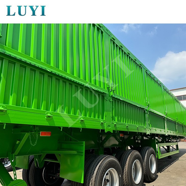 Heavy Duty 3 Axle Container Cargo Box Truck Trailer Side Tipper Trailer Large Volume Box Trailer