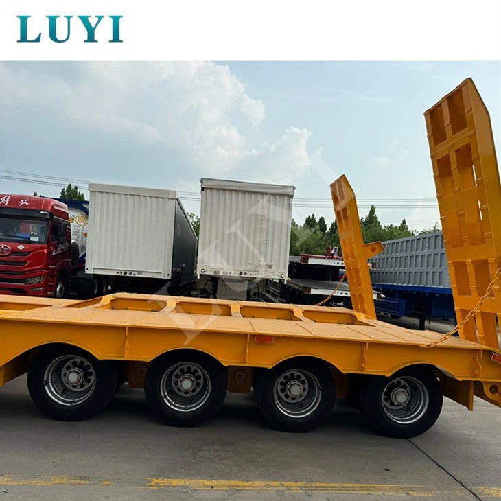 Low-bed Semi-trailer 4 Lines And 8 Axles Transportation 100 Tons Low-bed Semi-trailer 4 Lines And 8 Axles Transportation 100 Tons